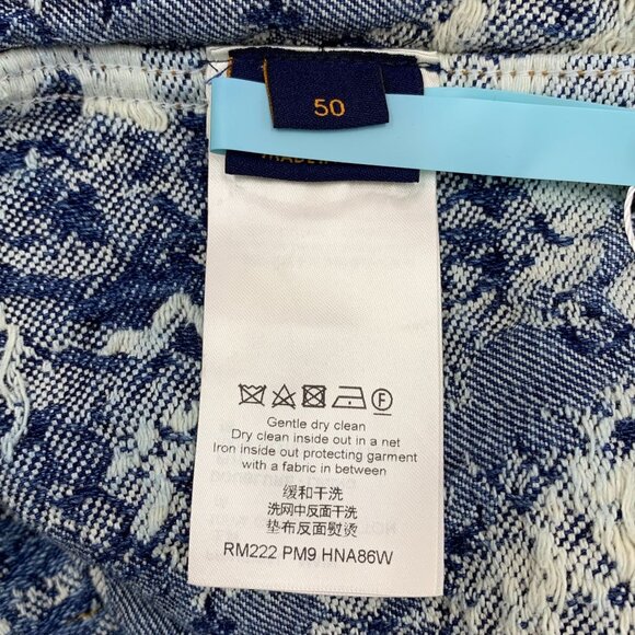 Louis Vuitton Blue Floral Distressed Denim Jacket Size 50 L 100% Cotton Long-Sle - Picture 3 of 8